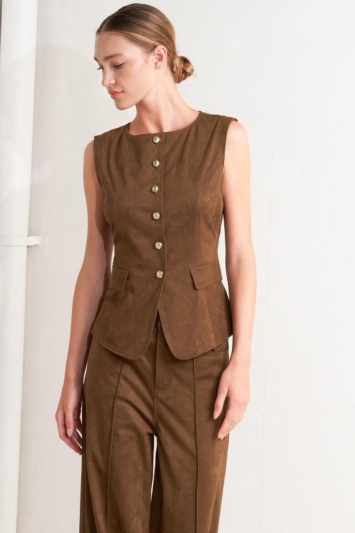 Brown Sugar Faux Suede Vest from KADOU Boutique