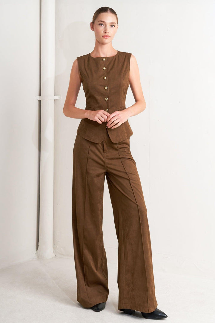 Brown Sugar Faux Suede Vest from KADOU Boutique