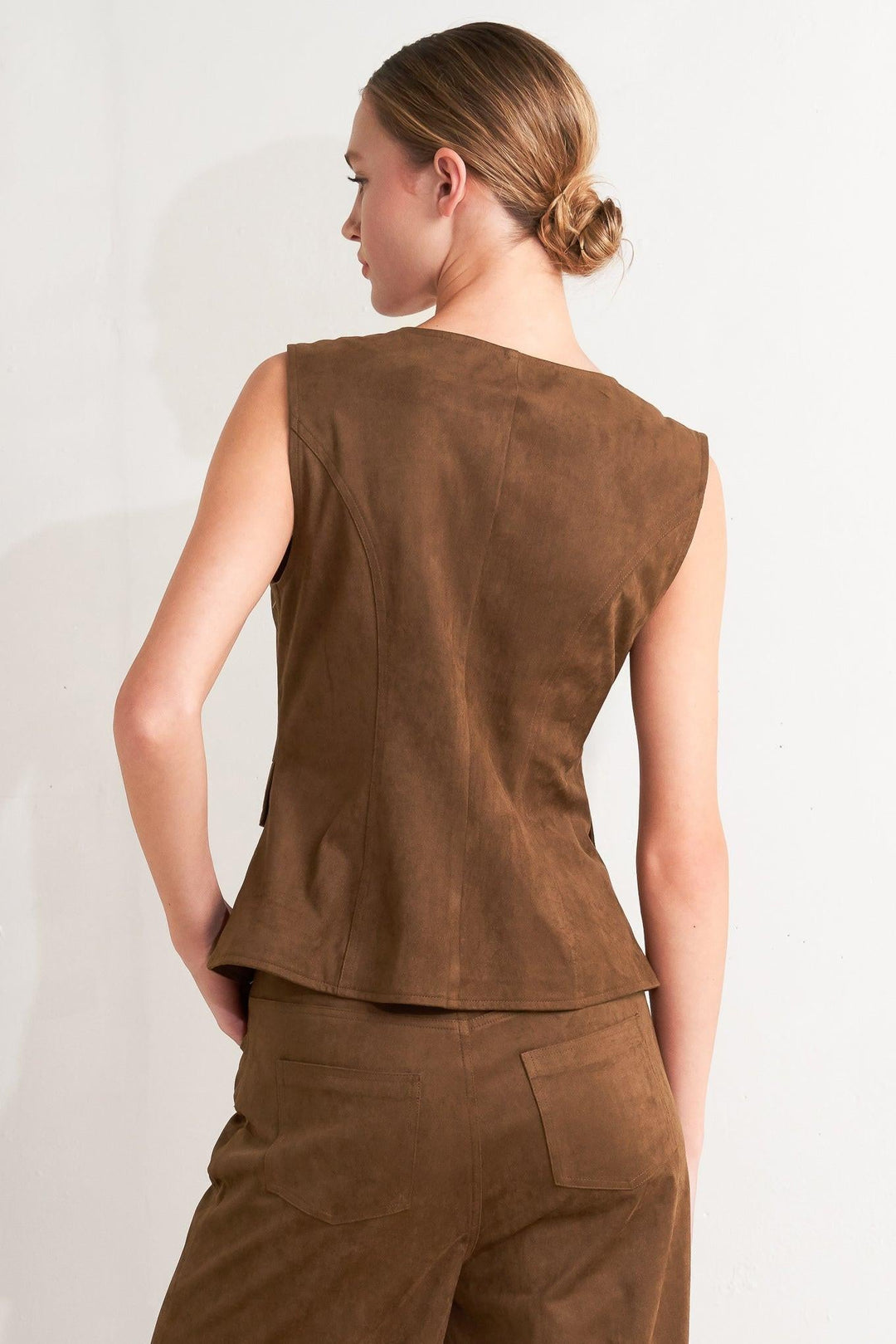 Brown Sugar Faux Suede Vest from KADOU Boutique