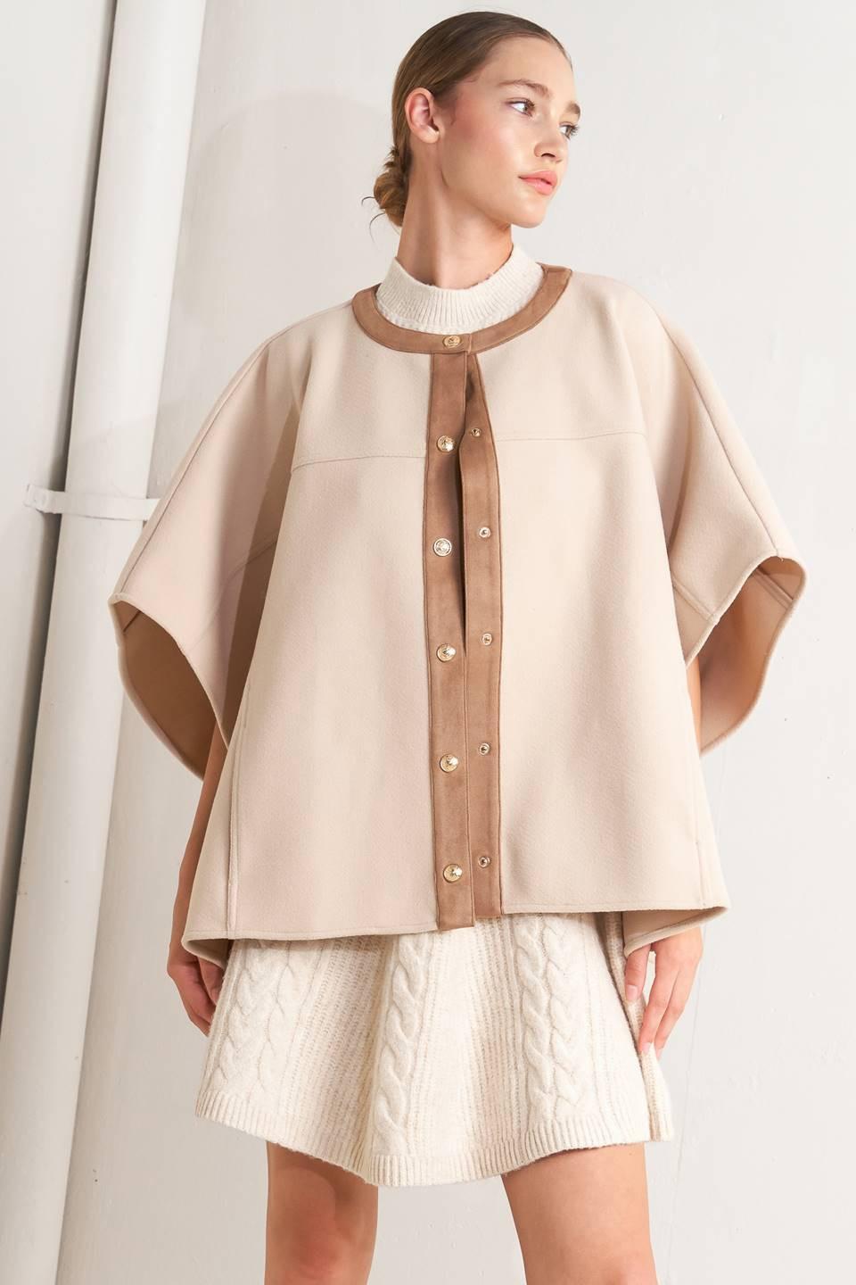 Timeless Elegance Woven Felt Capelet from KADOU Boutique
