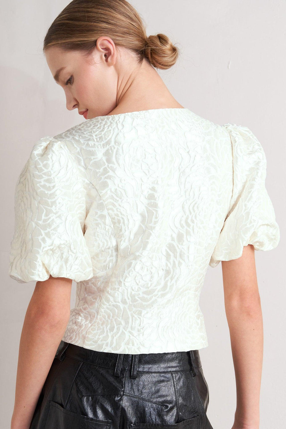 Rosé Texture Woven Top from KADOU Boutique