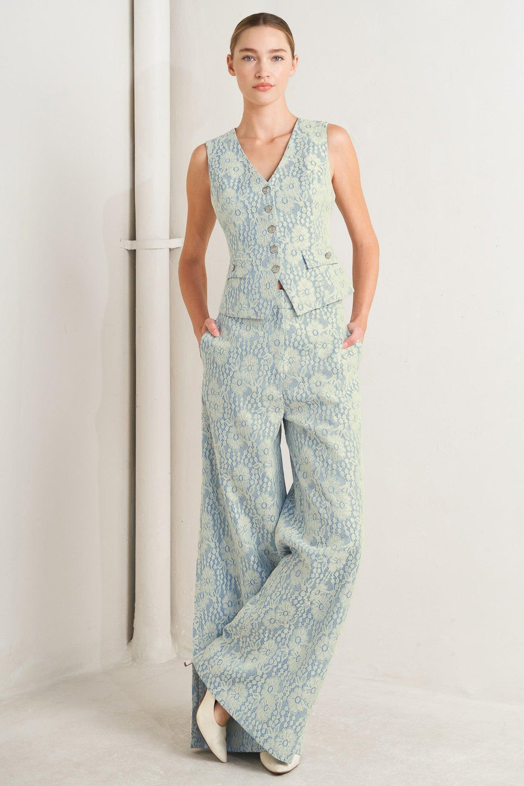 Easy Elegance Woven Lace Vest from KADOU Boutique