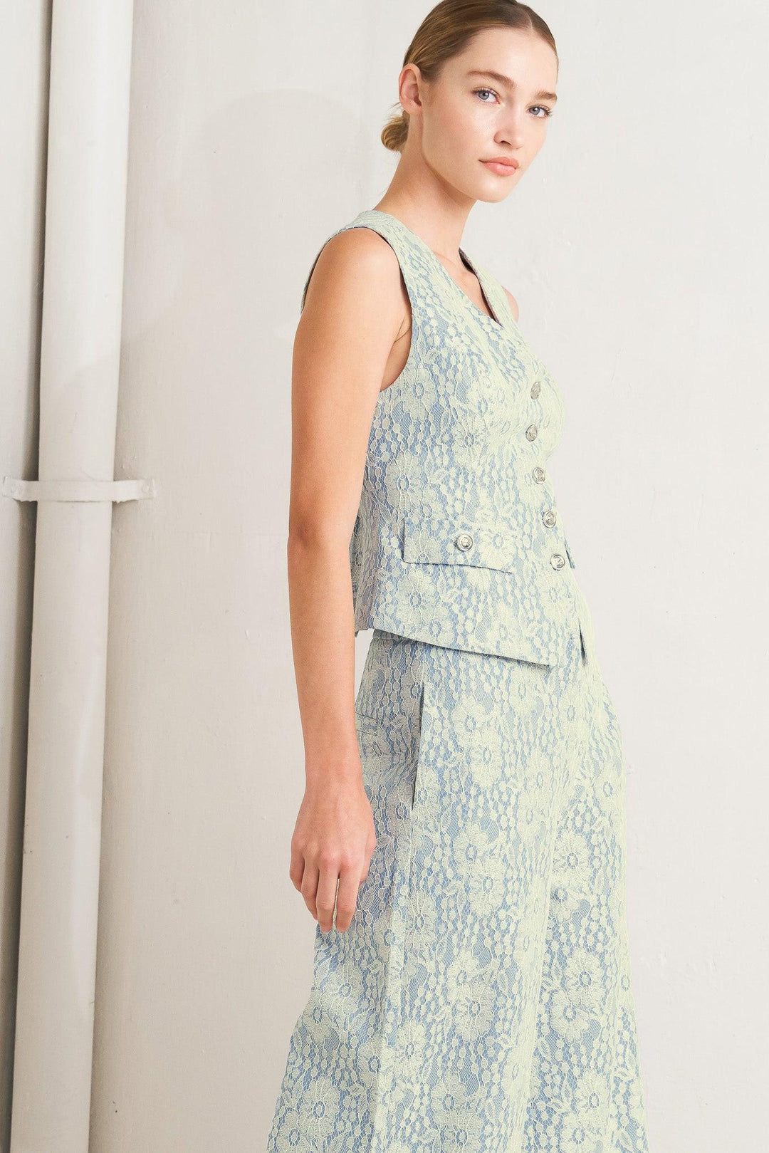 Easy Elegance Woven Lace Vest from KADOU Boutique