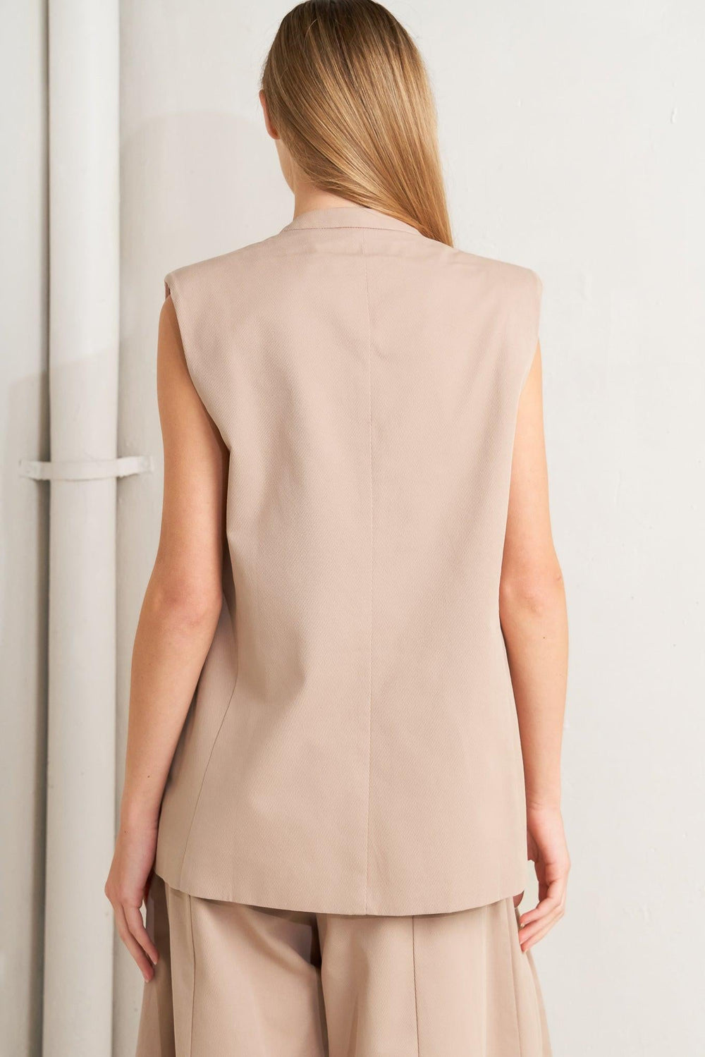 Elegant Pleat Woven Midi Vest from KADOU Boutique