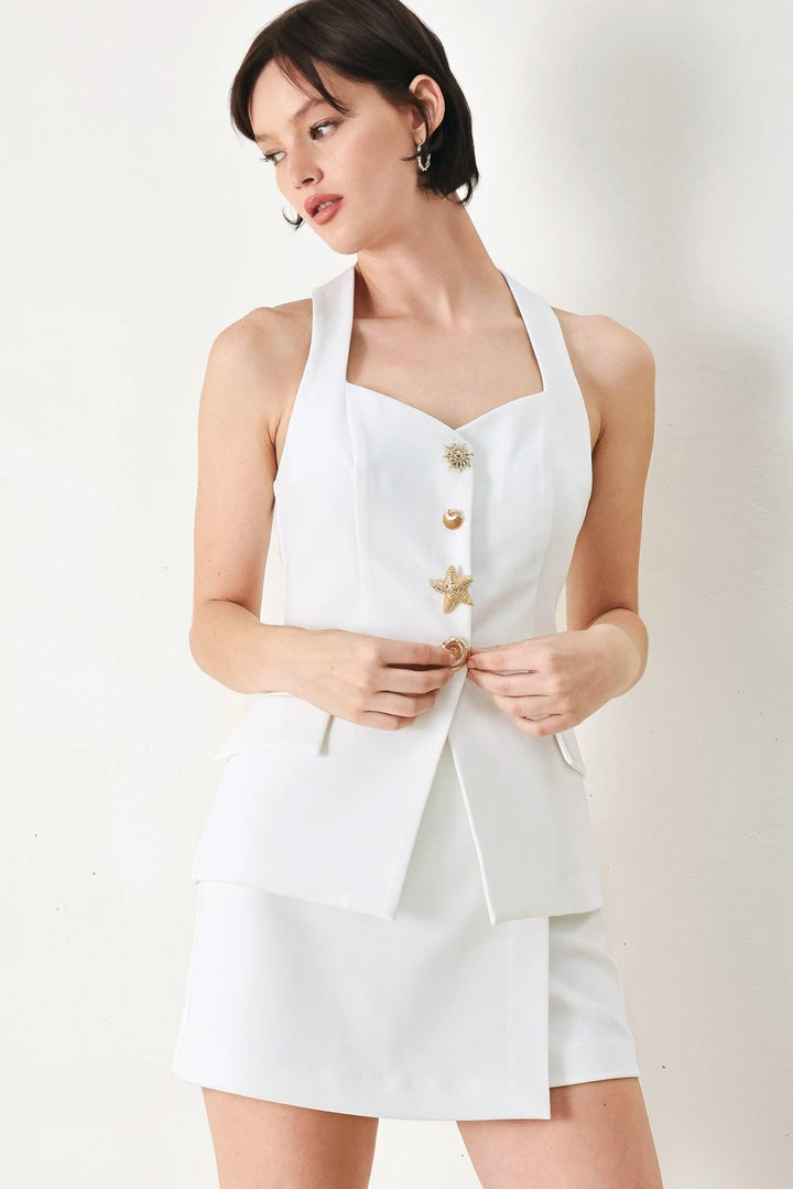 Beach Glam Woven Vest from KADOU Boutique
