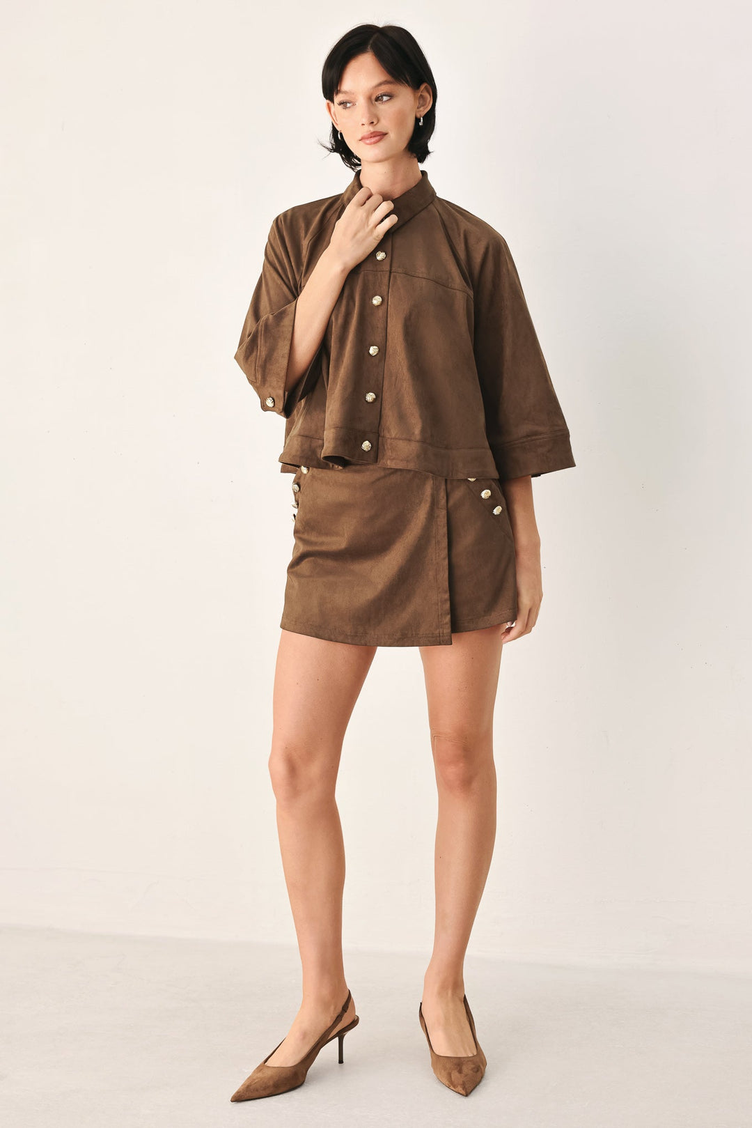 Suede Escape Cropped Jacket from KADOU Boutique