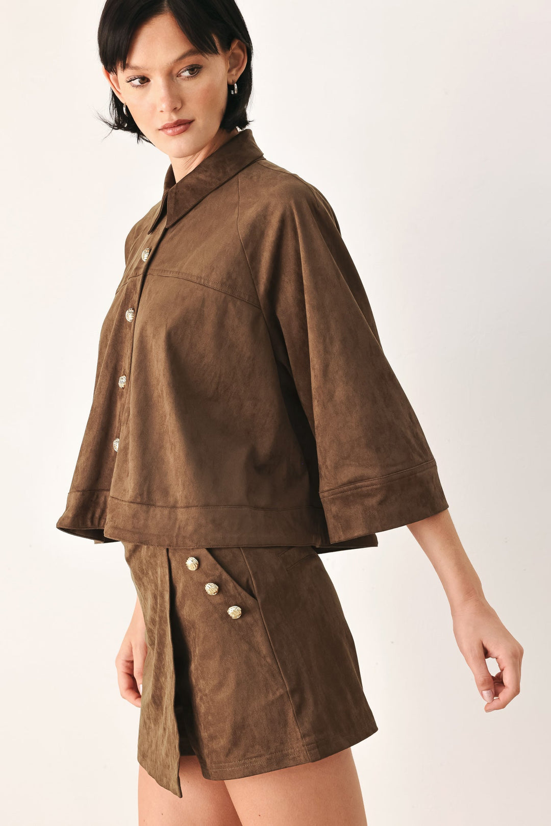 Suede Escape Cropped Jacket from KADOU Boutique