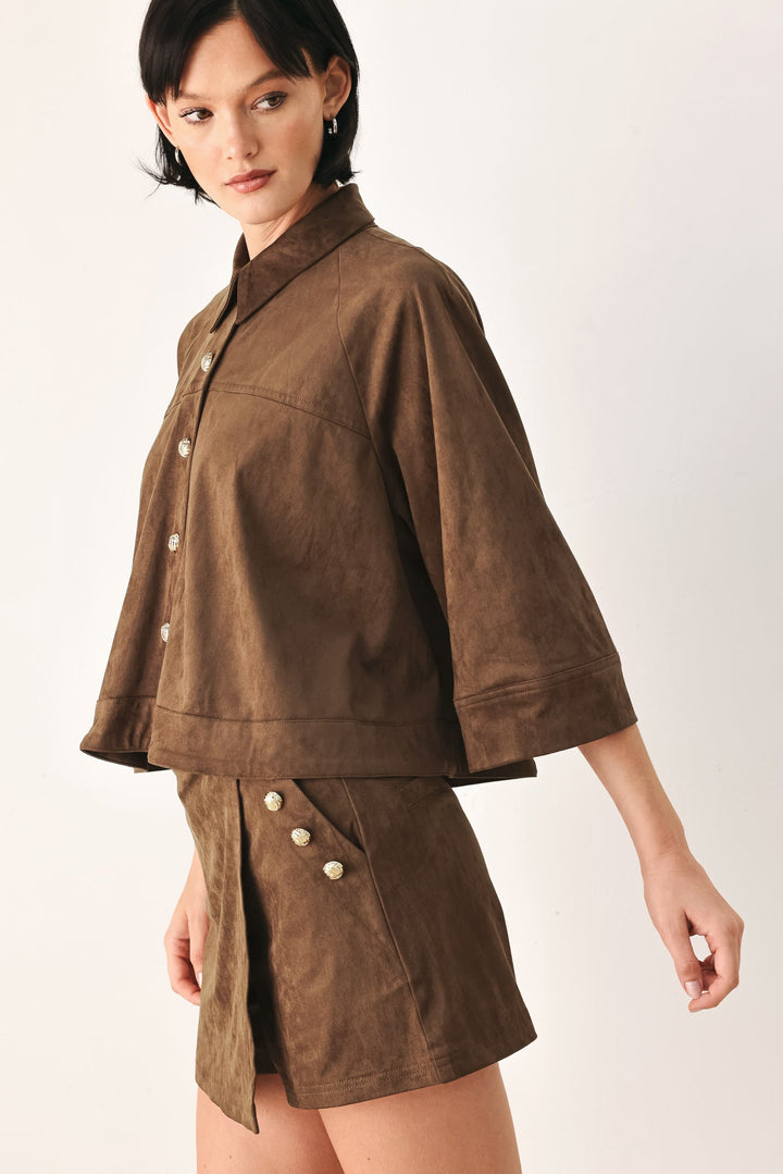 Suede Escape Cropped Jacket from KADOU Boutique