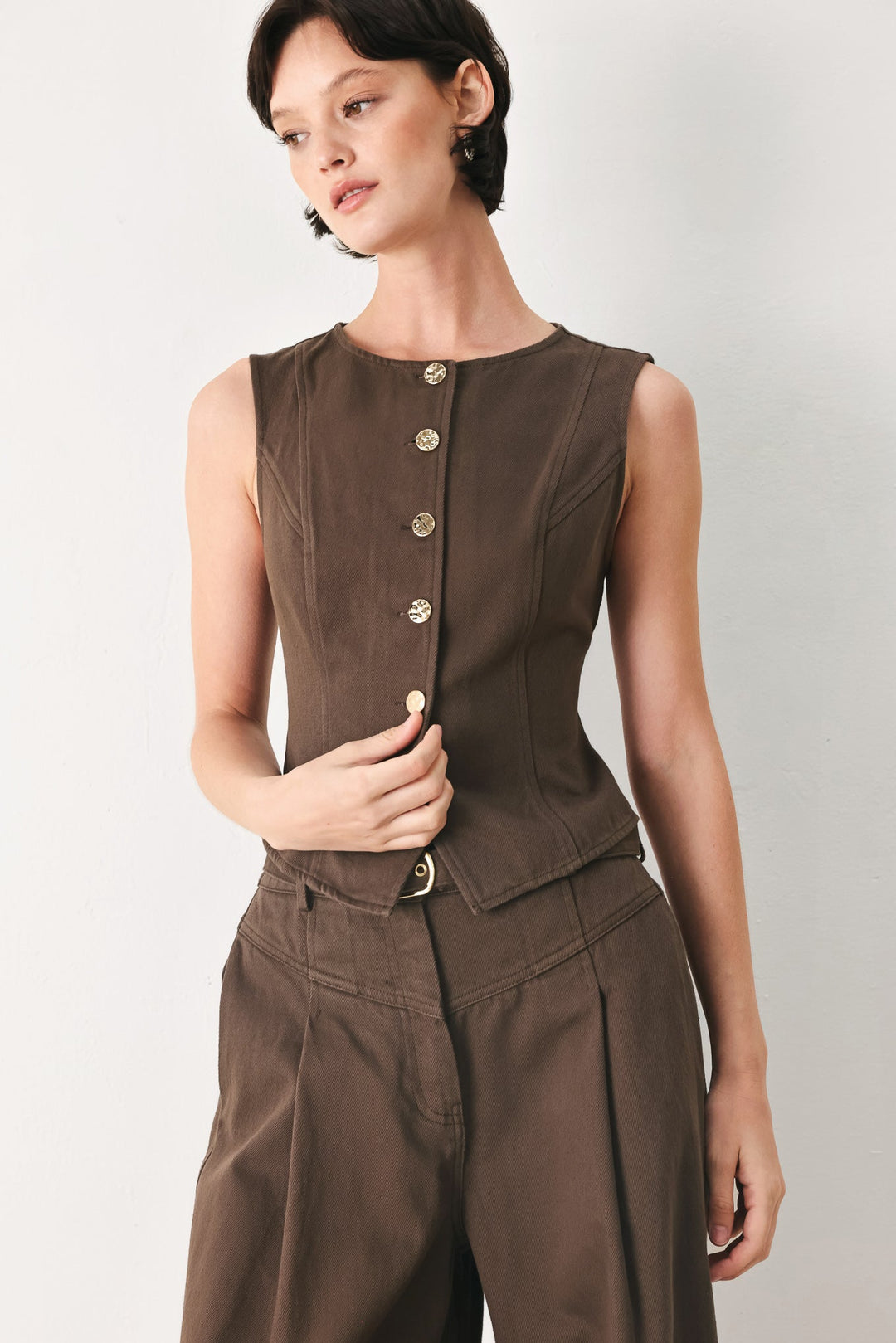 Brown Sugar Statement Woven Vest from KADOU Boutique