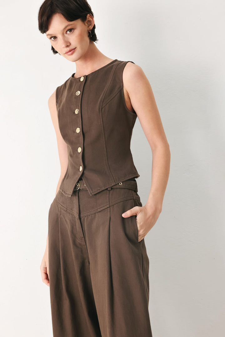 Brown Sugar Statement Woven Vest from KADOU Boutique