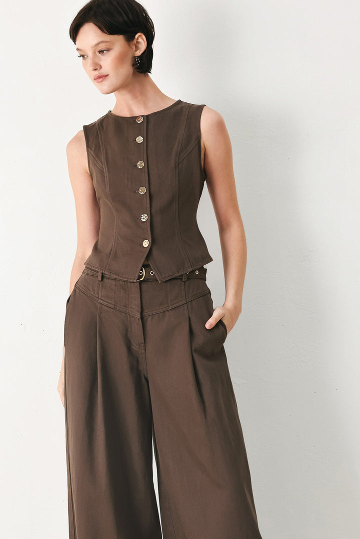 Brown Sugar Statement Woven Vest from KADOU Boutique