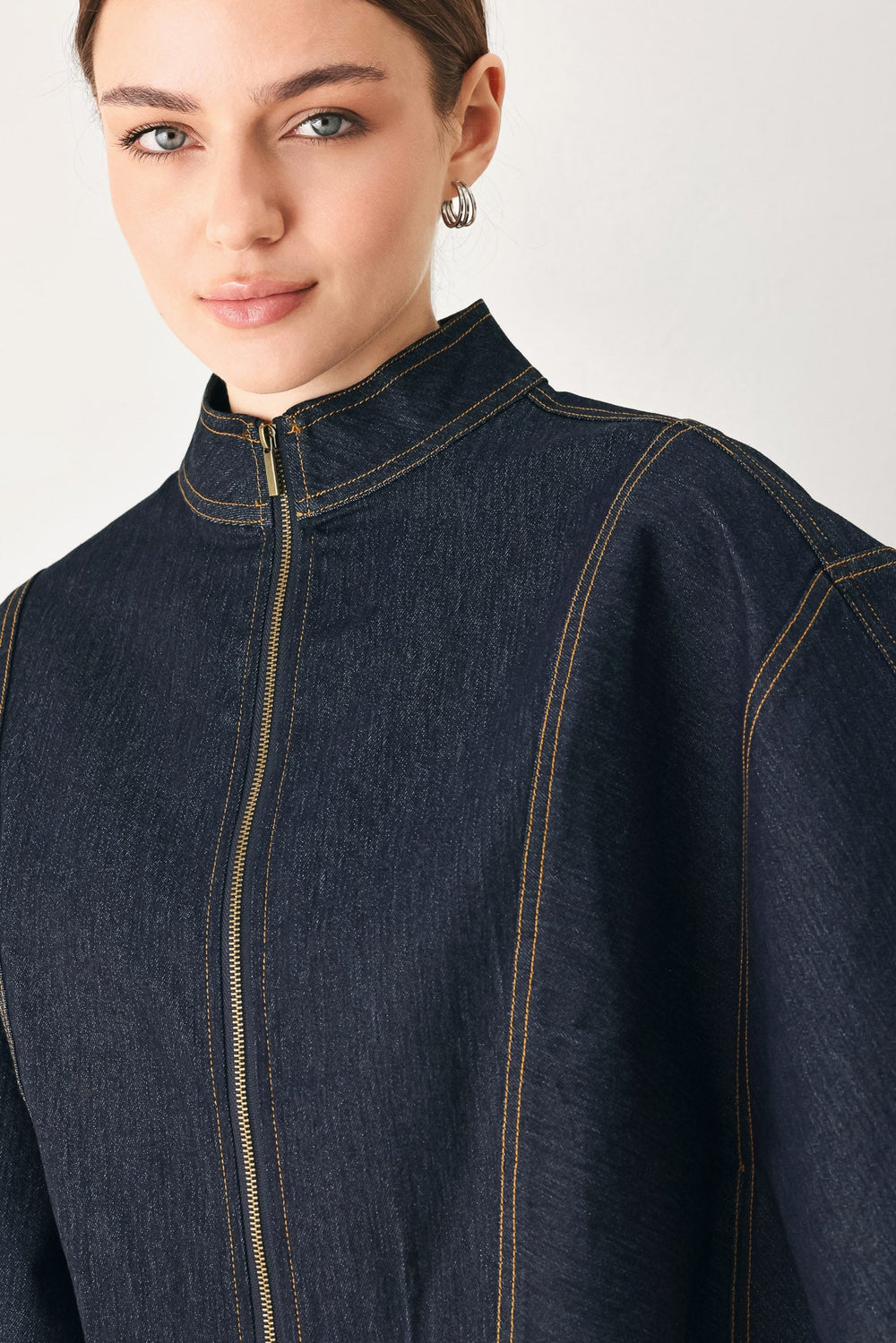 Urban Stitch Wide Sleeve Denim Capelet Top from KADOU Boutique