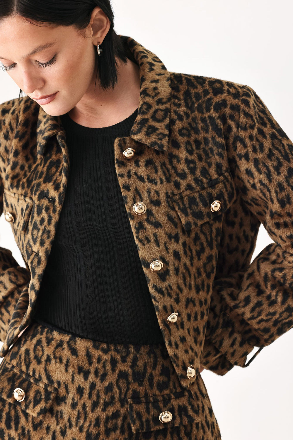 Heritage Edge Brown/black Wool-Blend Cropped Jacket from KADOU Boutique