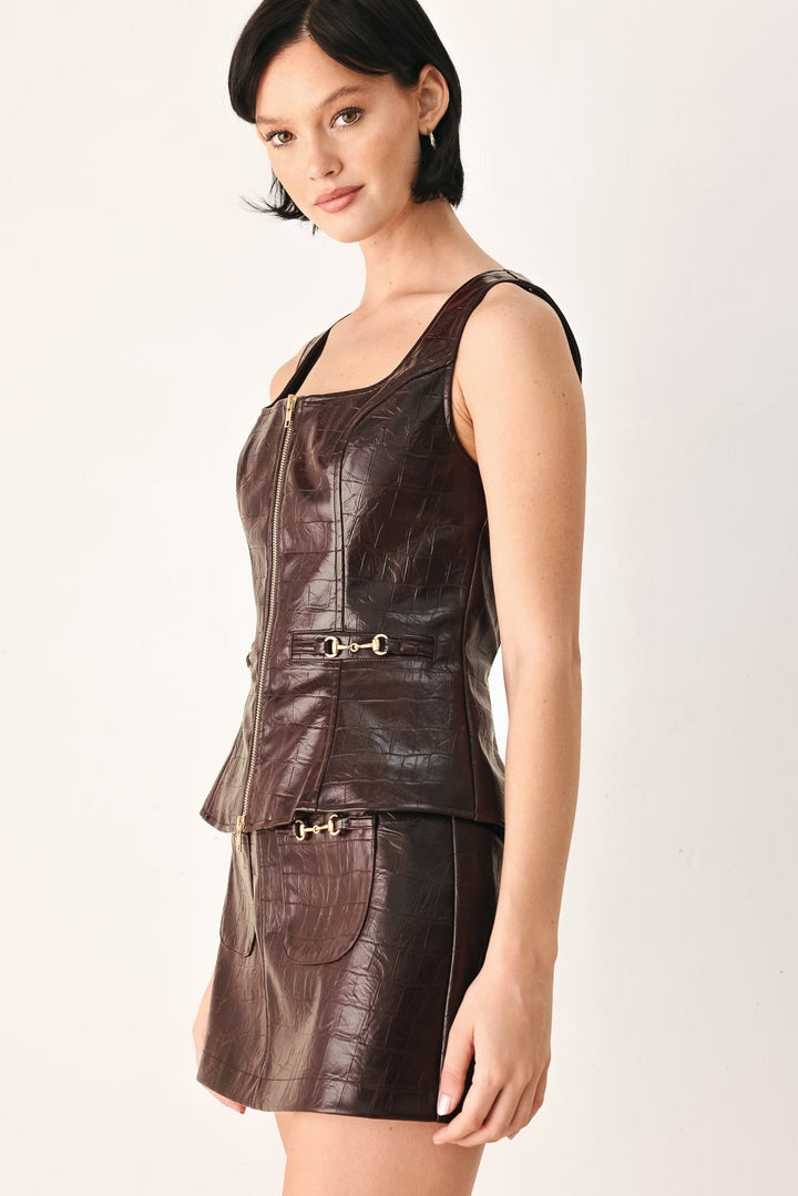 Wild At Heart Embossed Faux Leather Vest from KADOU Boutique
