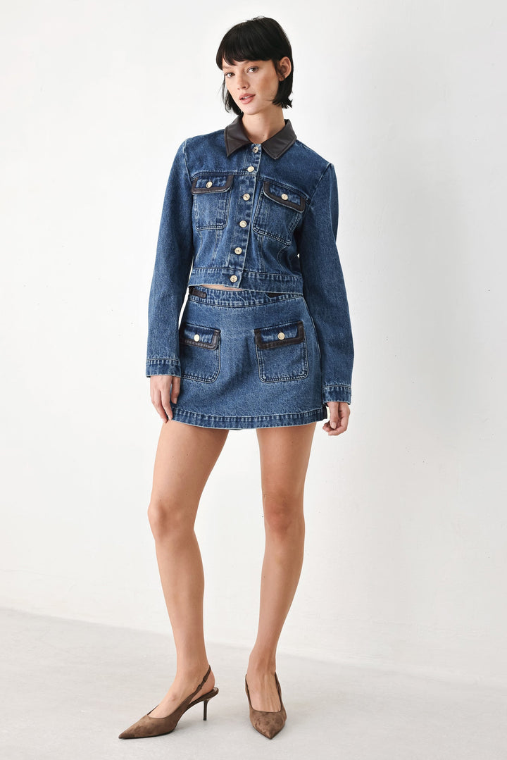 VINTAGE DENIM RENDEZVOUS DENIM CROP JACKET