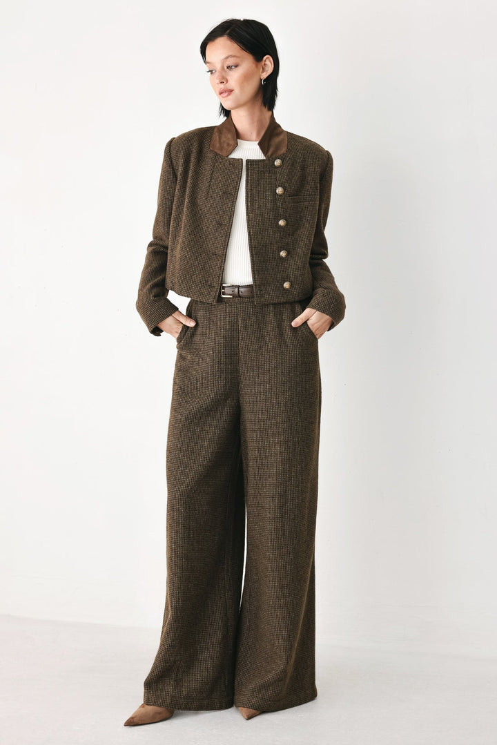 HERITAGE CHARM HOUNDSTOOTH CROP JACKET