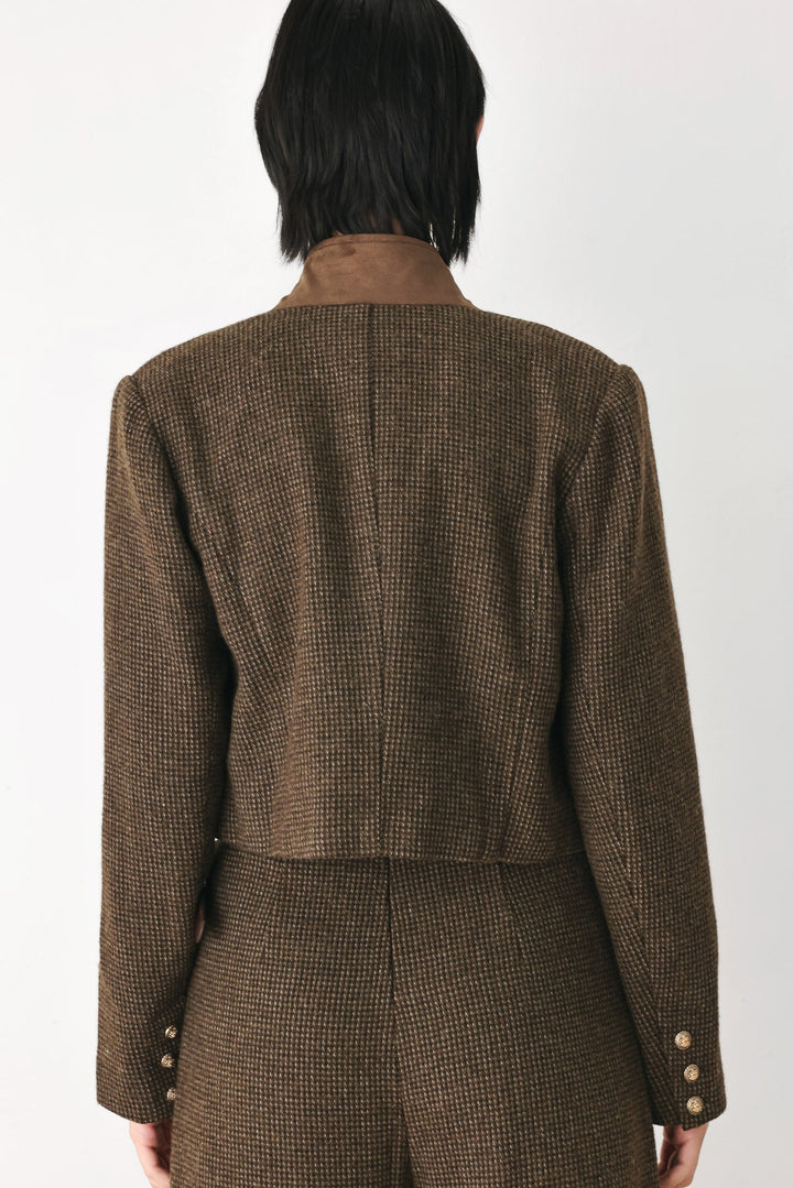 HERITAGE CHARM HOUNDSTOOTH CROP JACKET