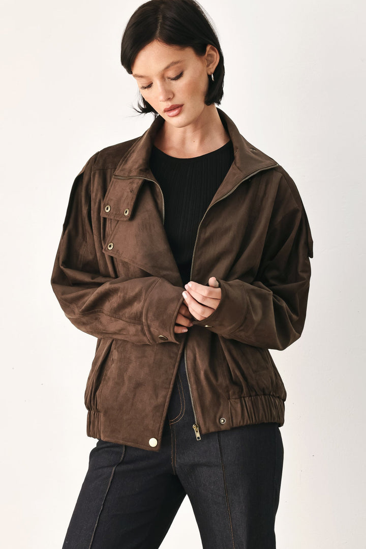 Downtown Darling Faux Leather Bomber Jacket from KADOU Boutique