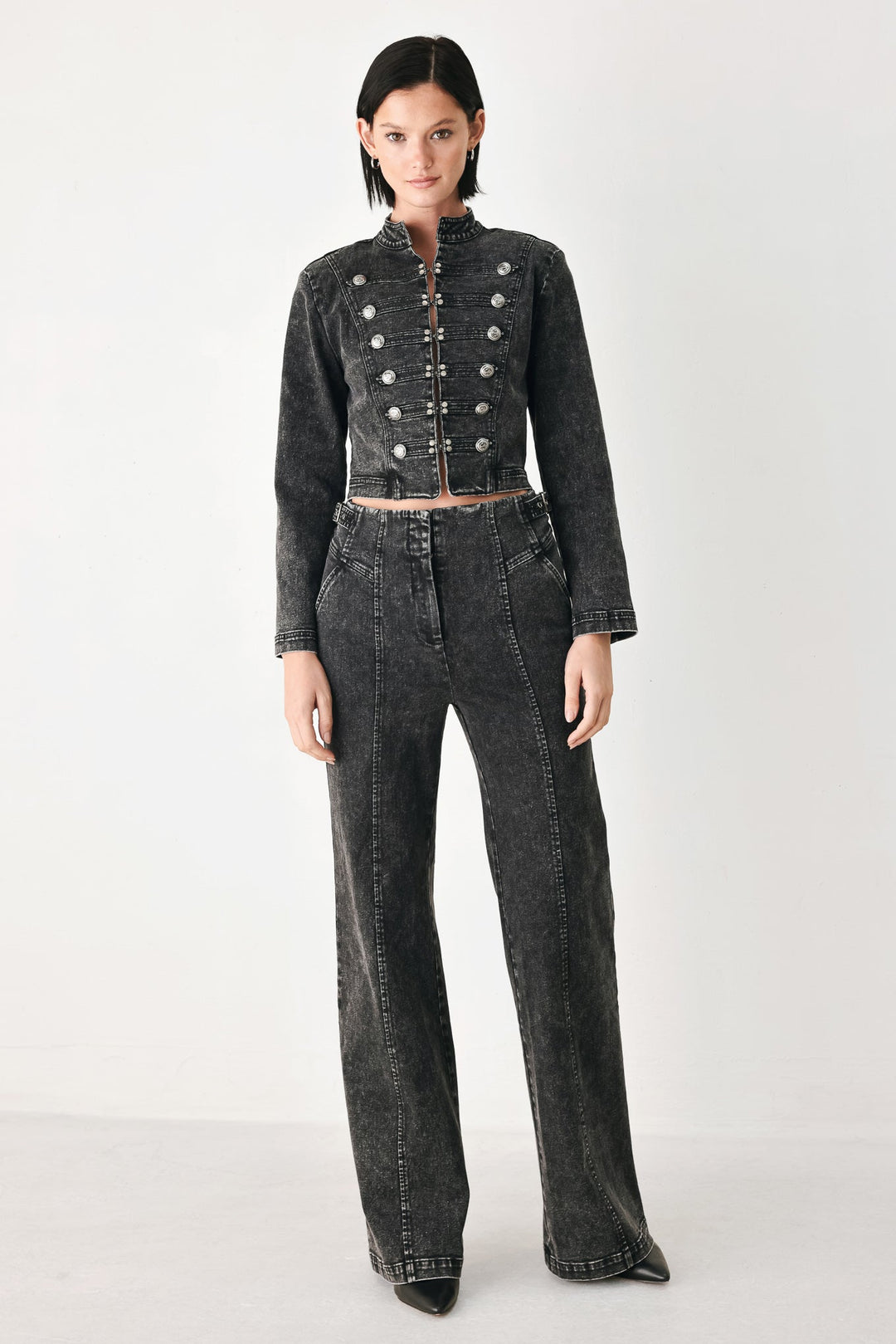 CITY LIMITS BLACK DENIM MILITARY JACKET