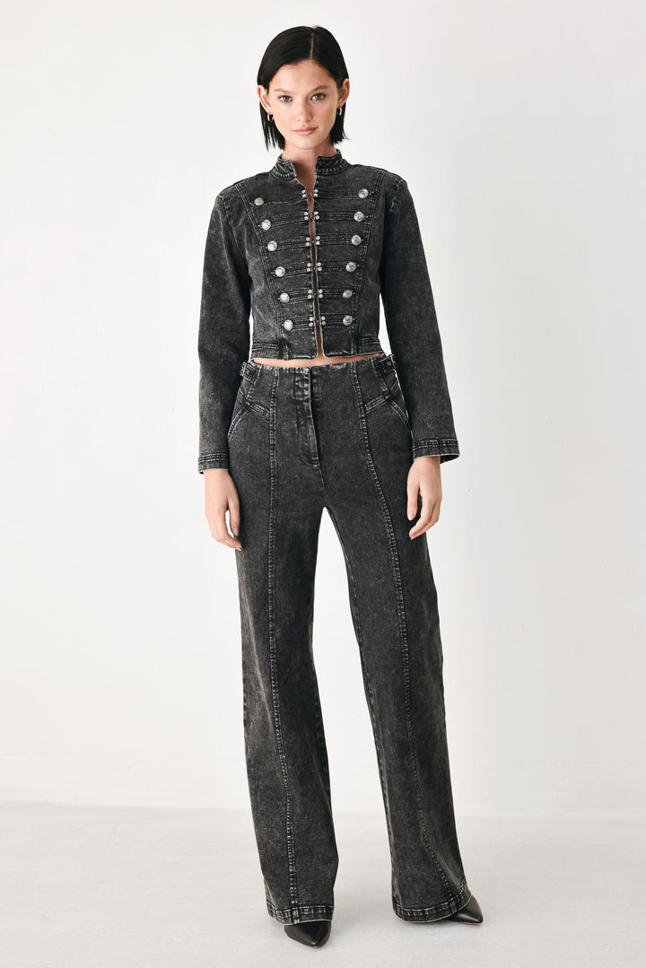 CITY LIMITS BLACK DENIM MILITARY JACKET