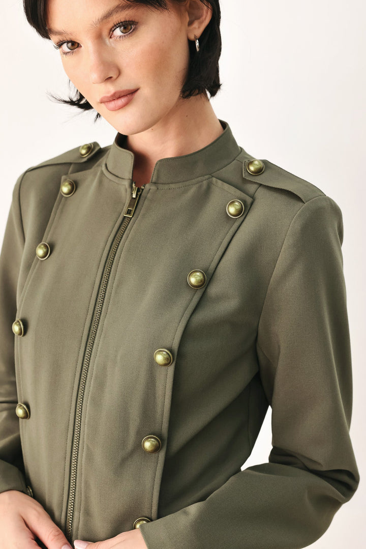 OLIVE COMMAND CROPPED MILITARY JACKET