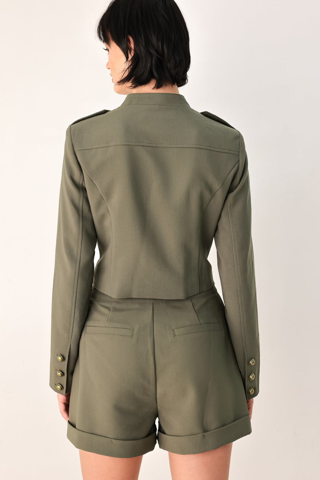 OLIVE COMMAND CROPPED MILITARY JACKET