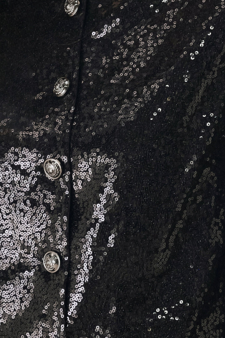 MIDNIGHT DISCO BLACK SEQUIN CROPPED JACKET