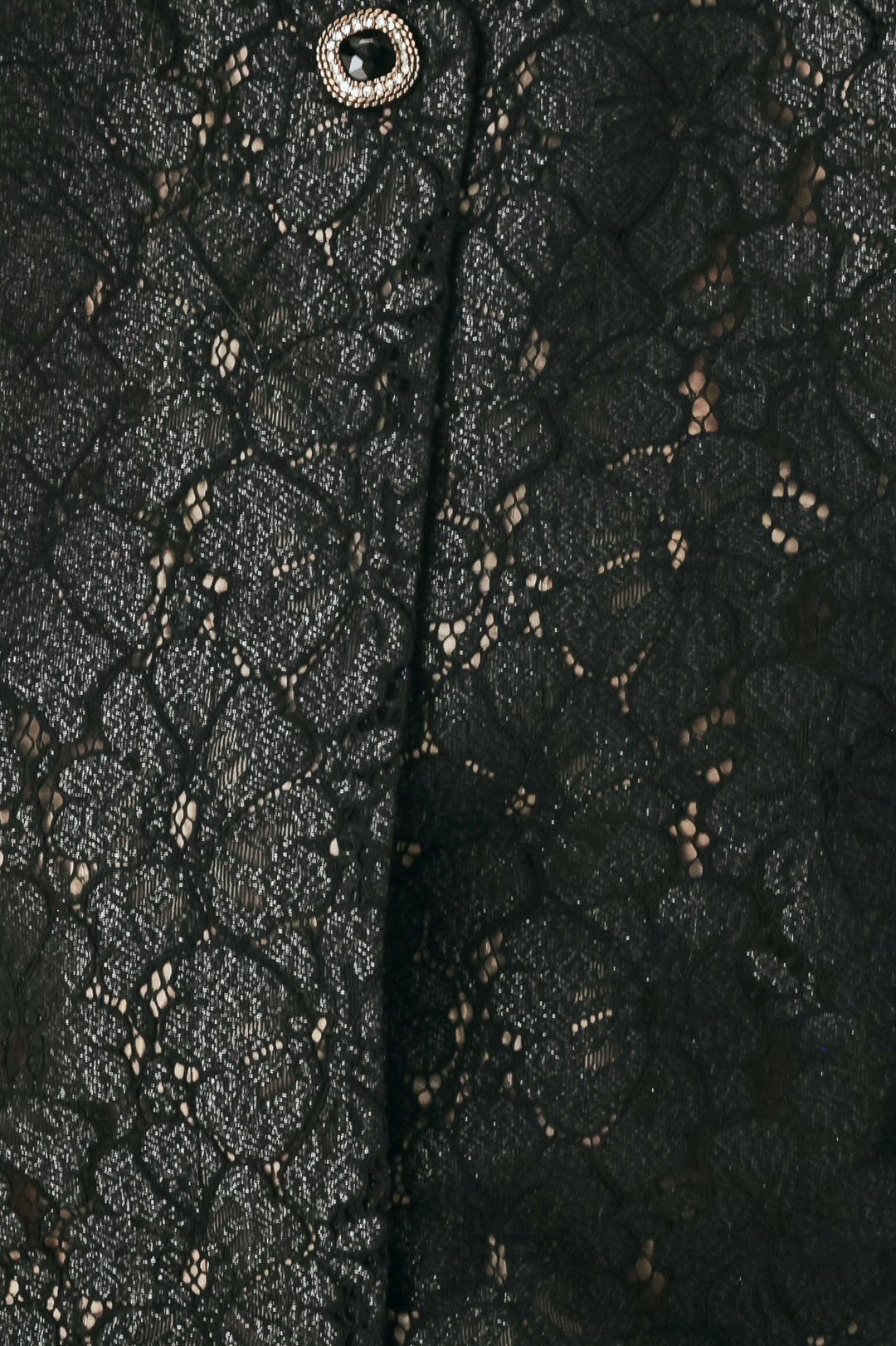 NOIR LACE AFFAIR BLACK/NUDE JEWEL-BUTTON CROPPED JACKET