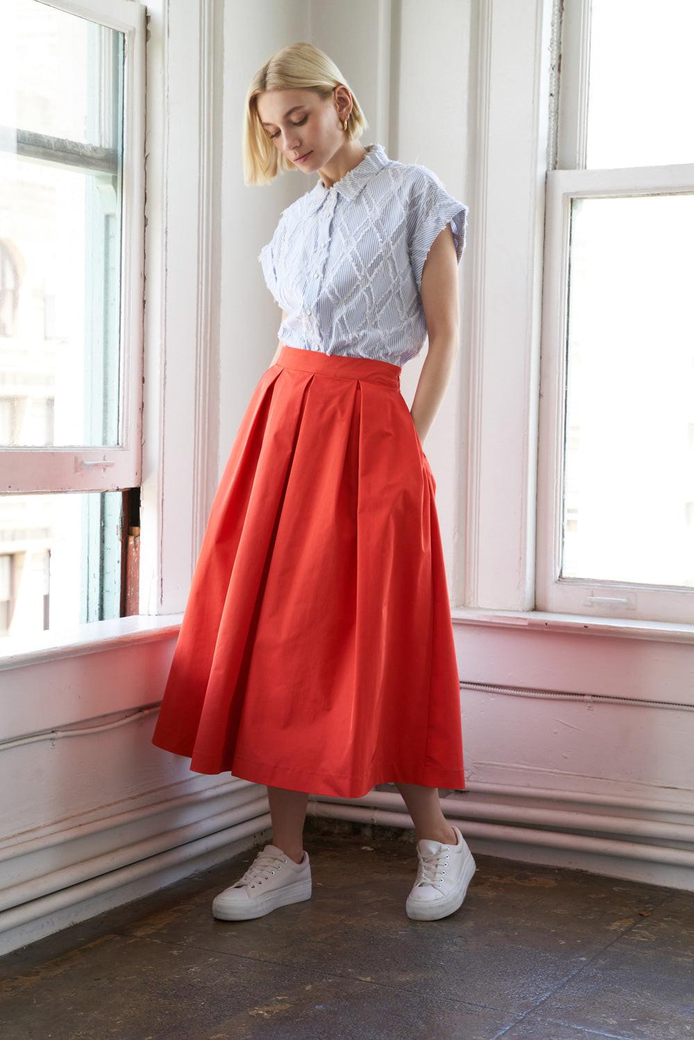 Love of Mine Woven Midi Skirt from KADOU Boutique