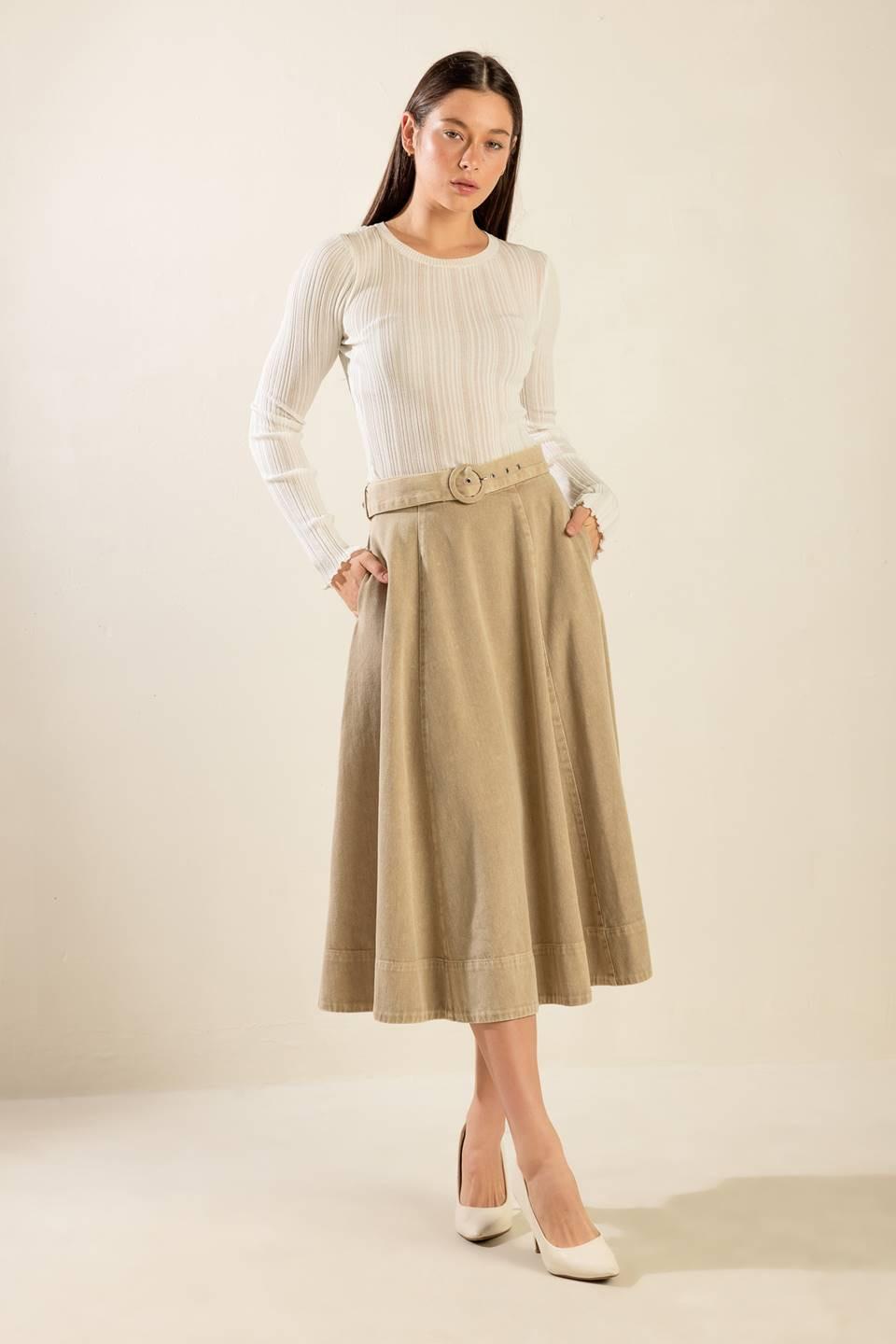 You Know It Twill Midi Skirt from KADOU Boutique