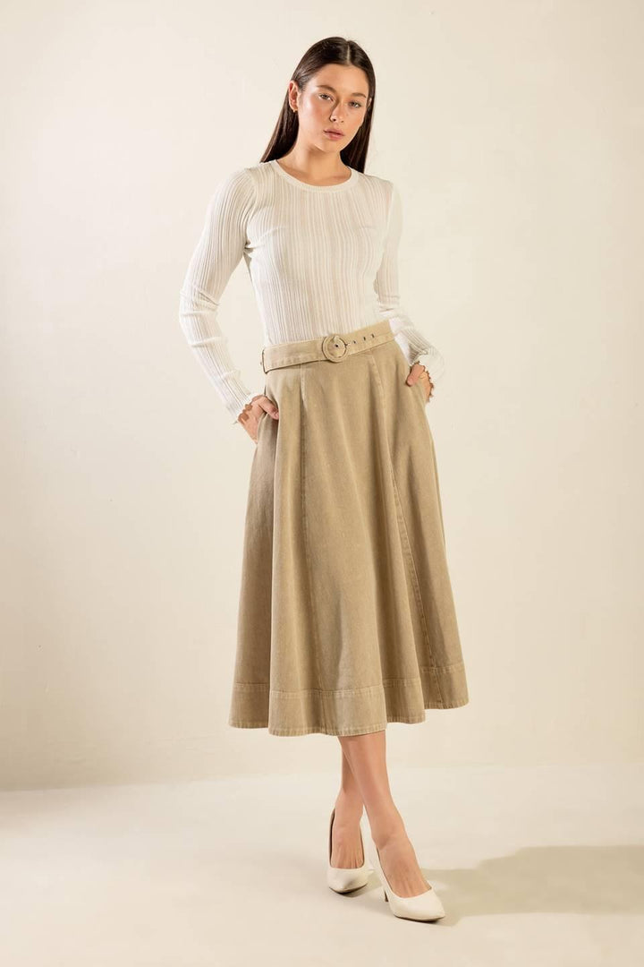 You Know It Twill Midi Skirt from KADOU Boutique