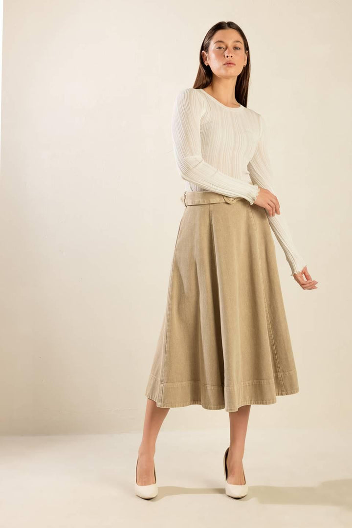 You Know It Twill Midi Skirt from KADOU Boutique