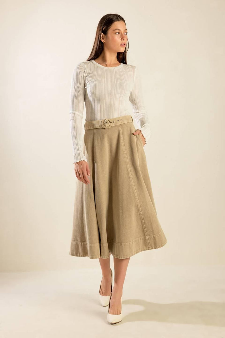 You Know It Twill Midi Skirt from KADOU Boutique
