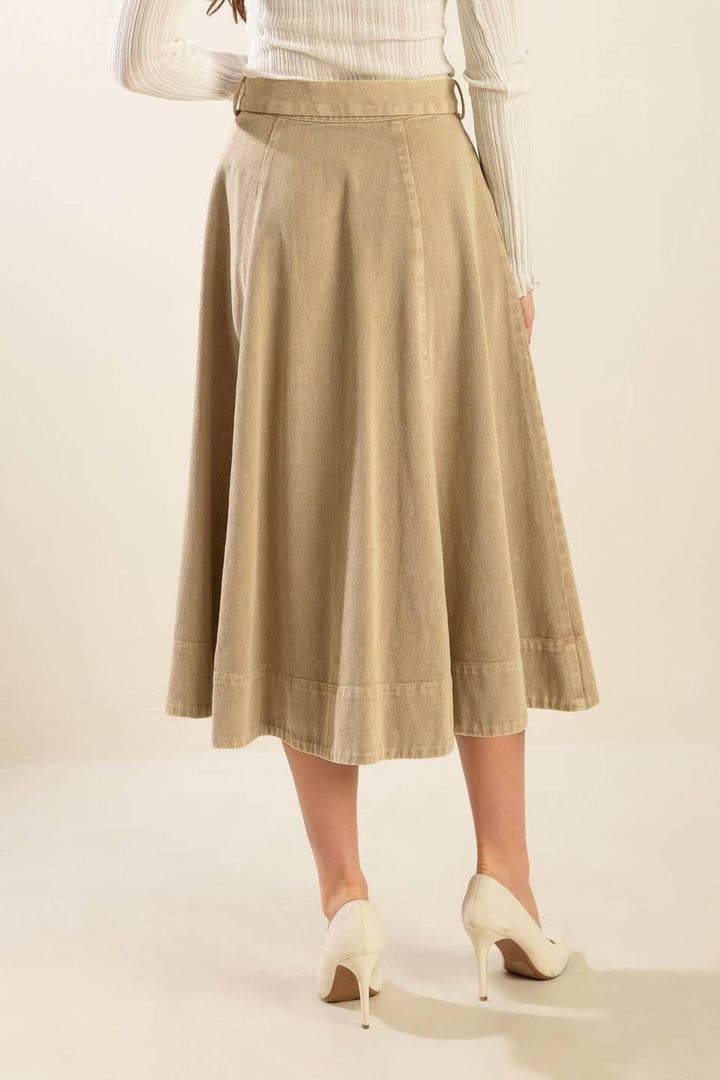 You Know It Twill Midi Skirt from KADOU Boutique
