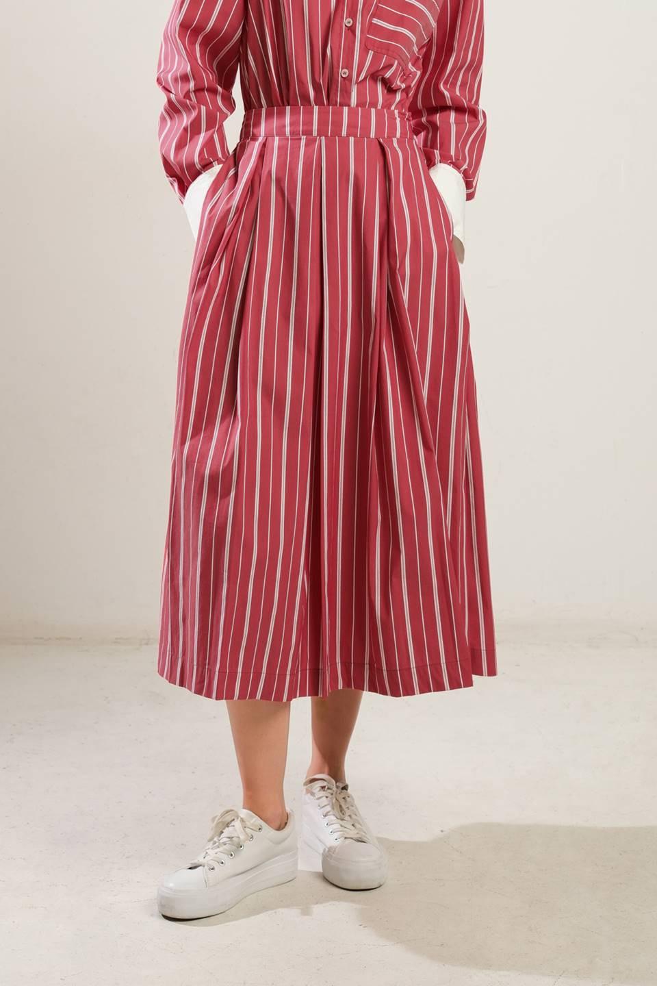 Behind the Grin Woven Midi Skirt from KADOU Boutique