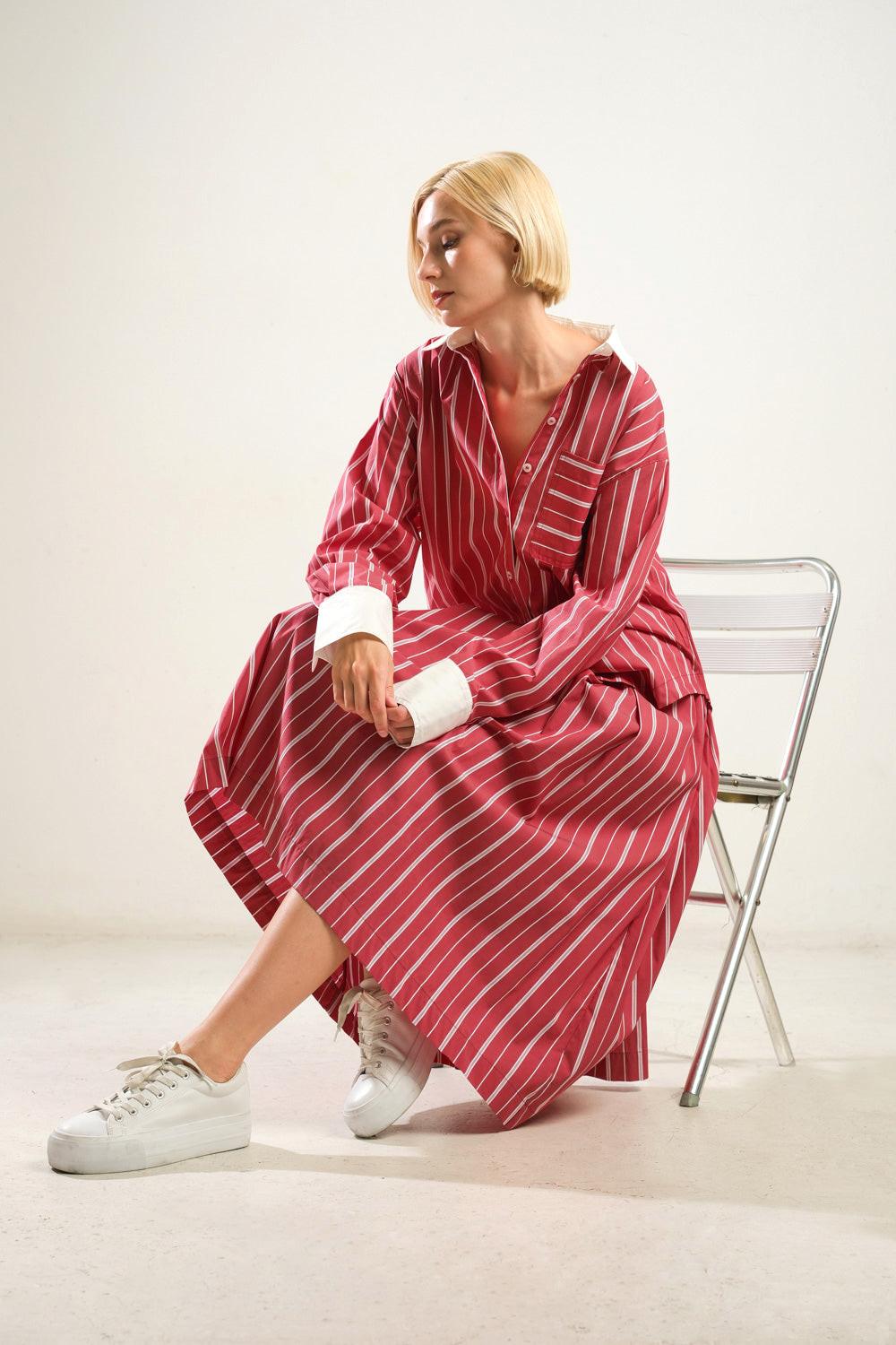 Behind the Grin Woven Midi Skirt from KADOU Boutique