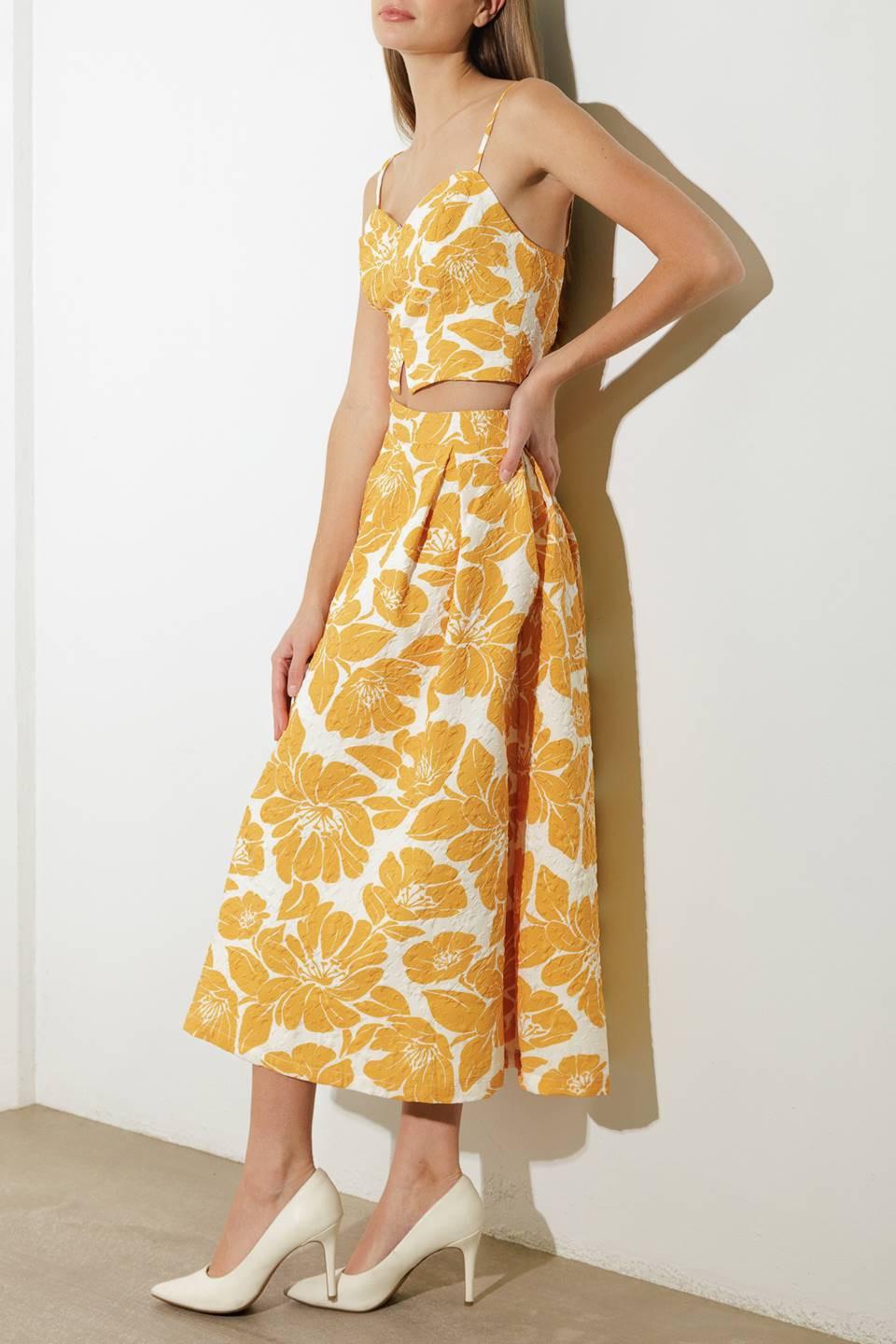 Plain Optimism Woven Midi Skirt from KADOU Boutique