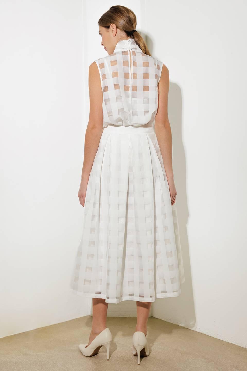 Live for Us White Organza Midi Skirt from KADOU Boutique