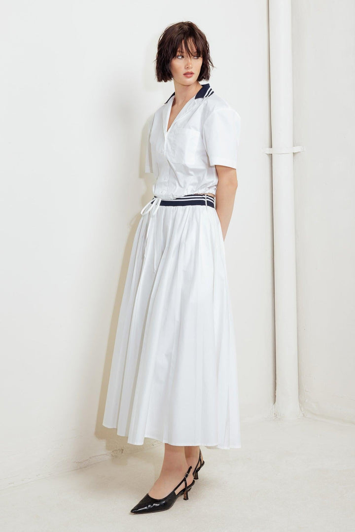 COASTAL COLLAR WOVEN MIDI SKIRT
