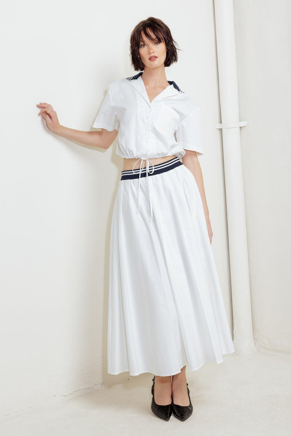 Coastal Collar Woven Midi Skirt from KADOU Boutique