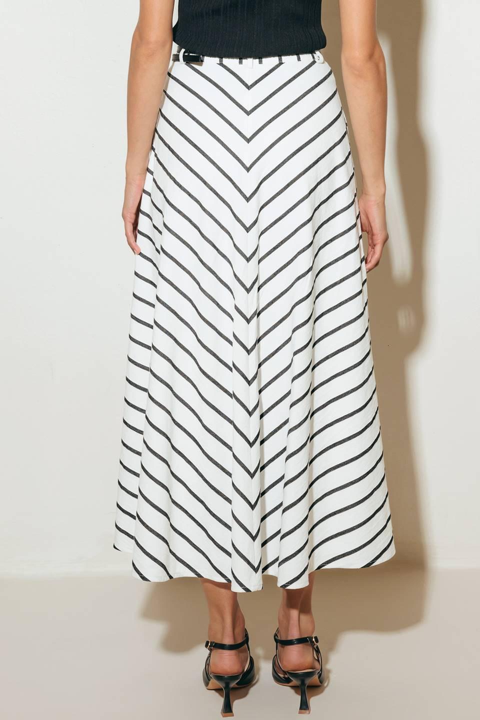 Weekend Vibe Strip Woven Midi Skirt from KADOU Boutique