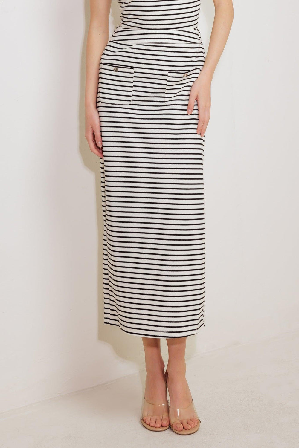 Winding Path Striped Woven Skirt from KADOU Boutique