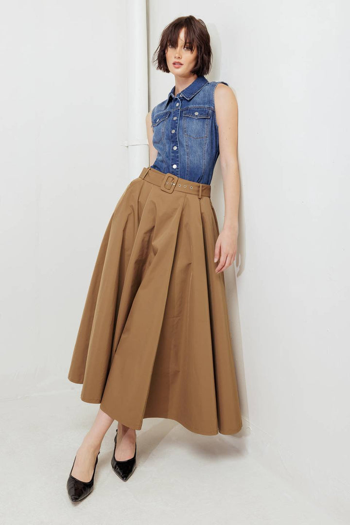 ROUGE ALLURE WOVEN FULL MIDI SKIRT