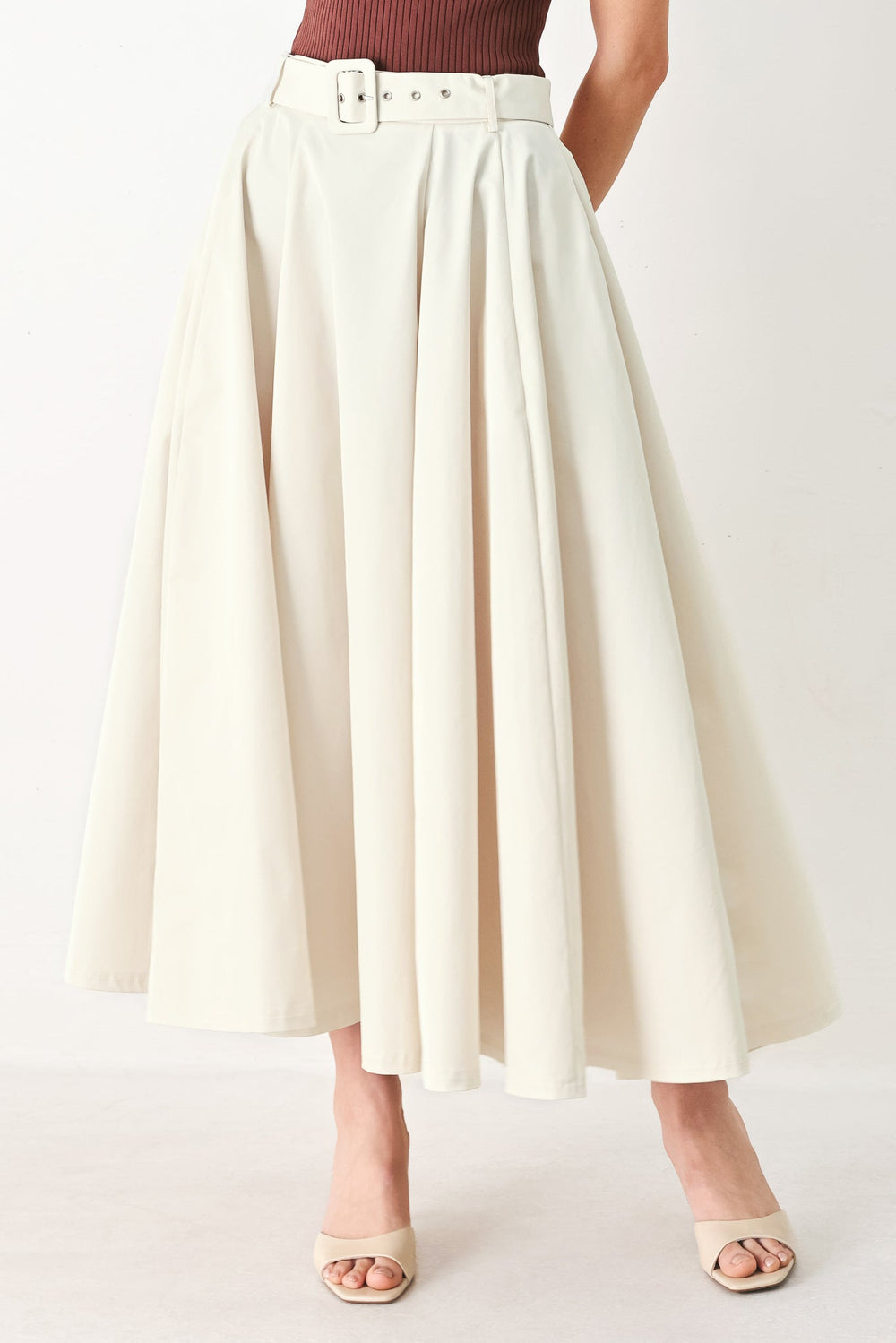 Rouge Allure Woven Full Midi Skirt from KADOU Boutique