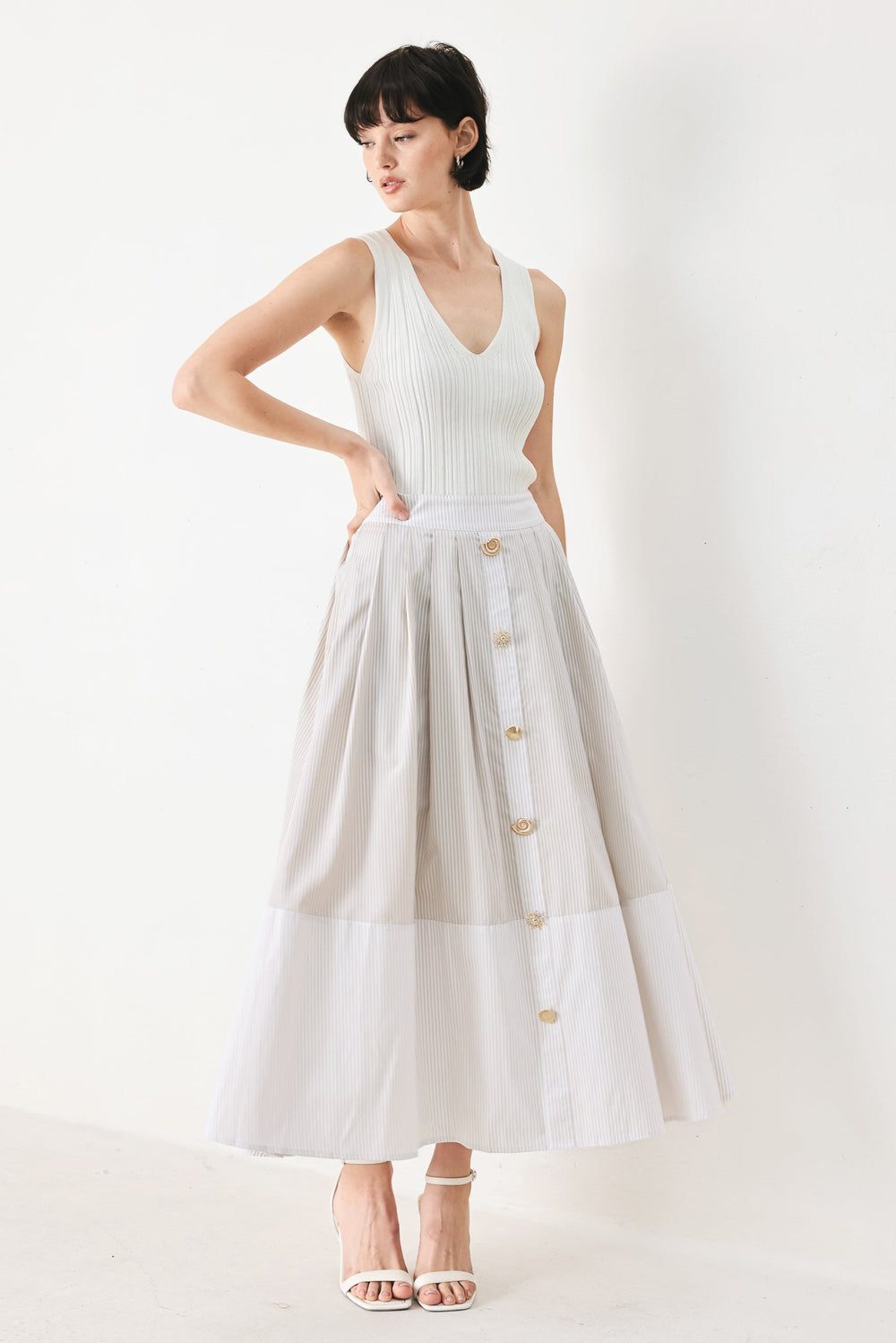 Coastal Light Woven Midi Skirt from KADOU Boutique