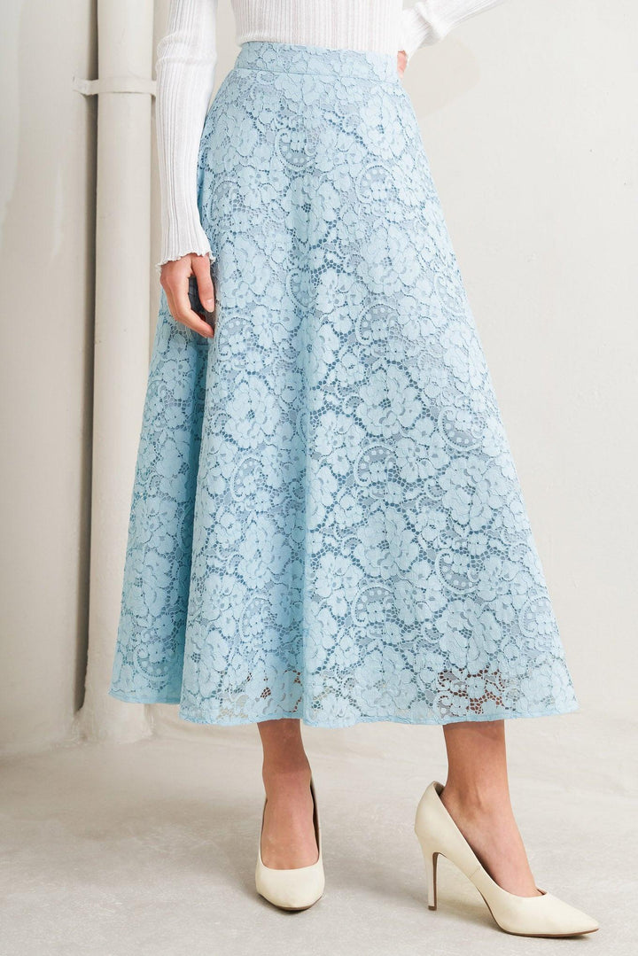 Purely Romantic Woven Lace Midi Skirt from KADOU Boutique