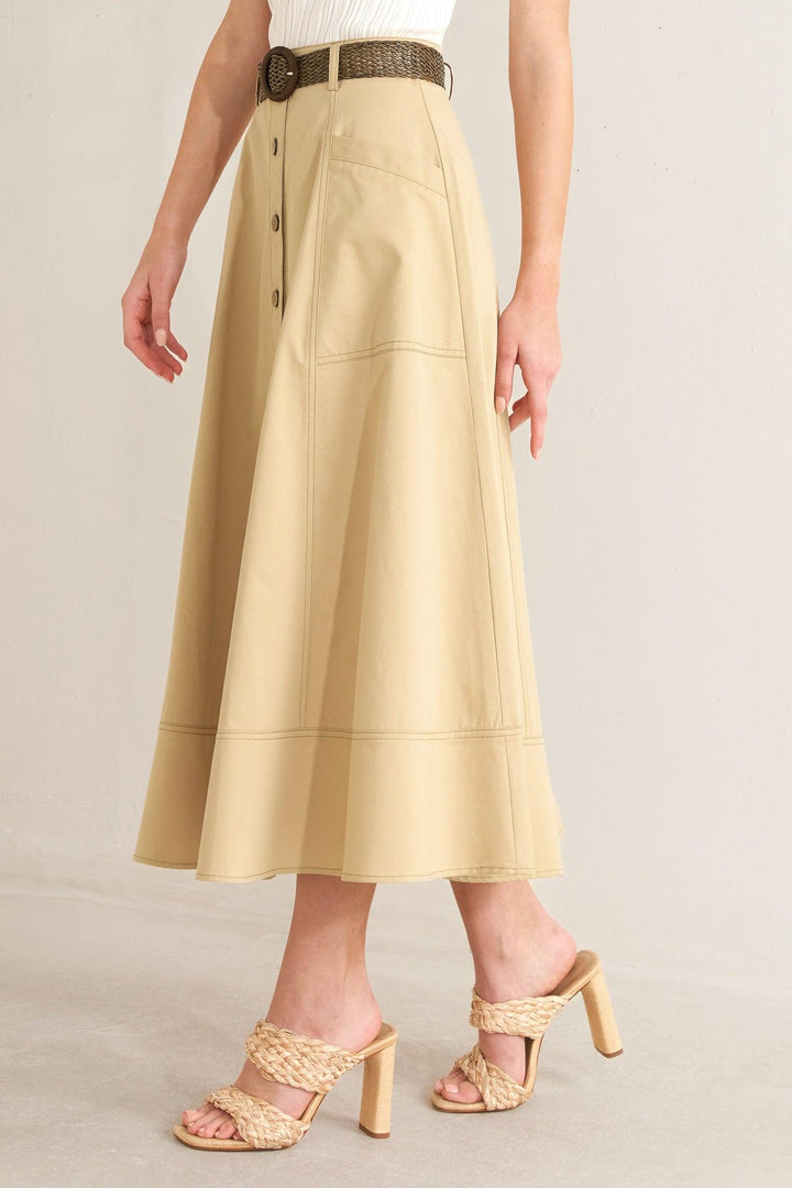 SAND BREEZE WOVEN MIDI SKIRT
