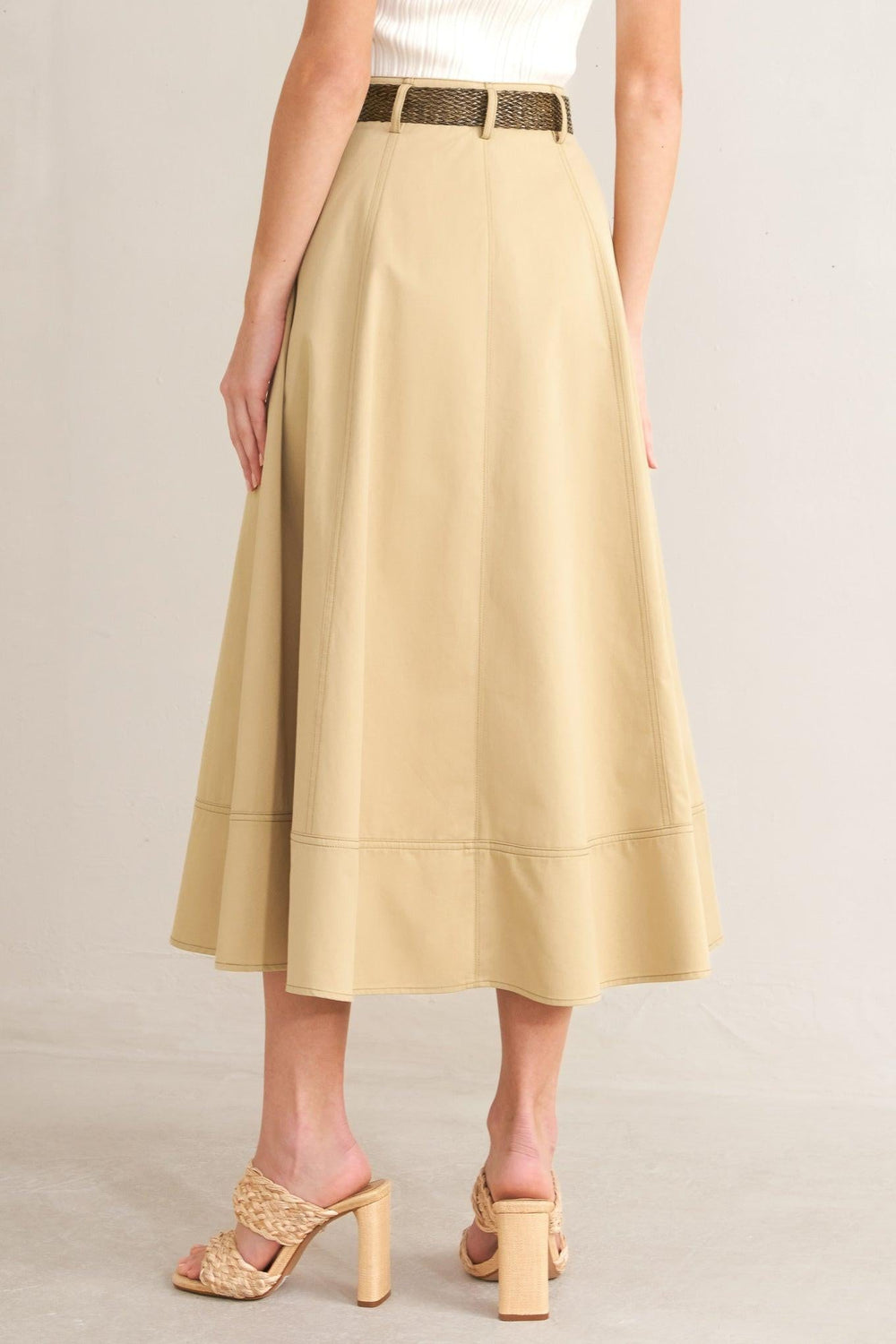 Sand Breeze Woven Midi Skirt from KADOU Boutique