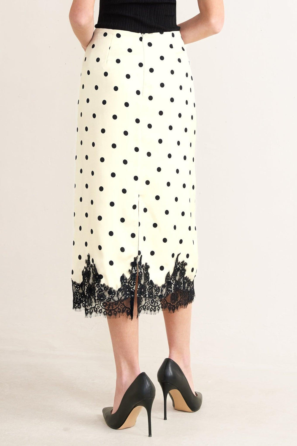 Paris Polka Woven Midi Pencil Skirt from KADOU Boutique