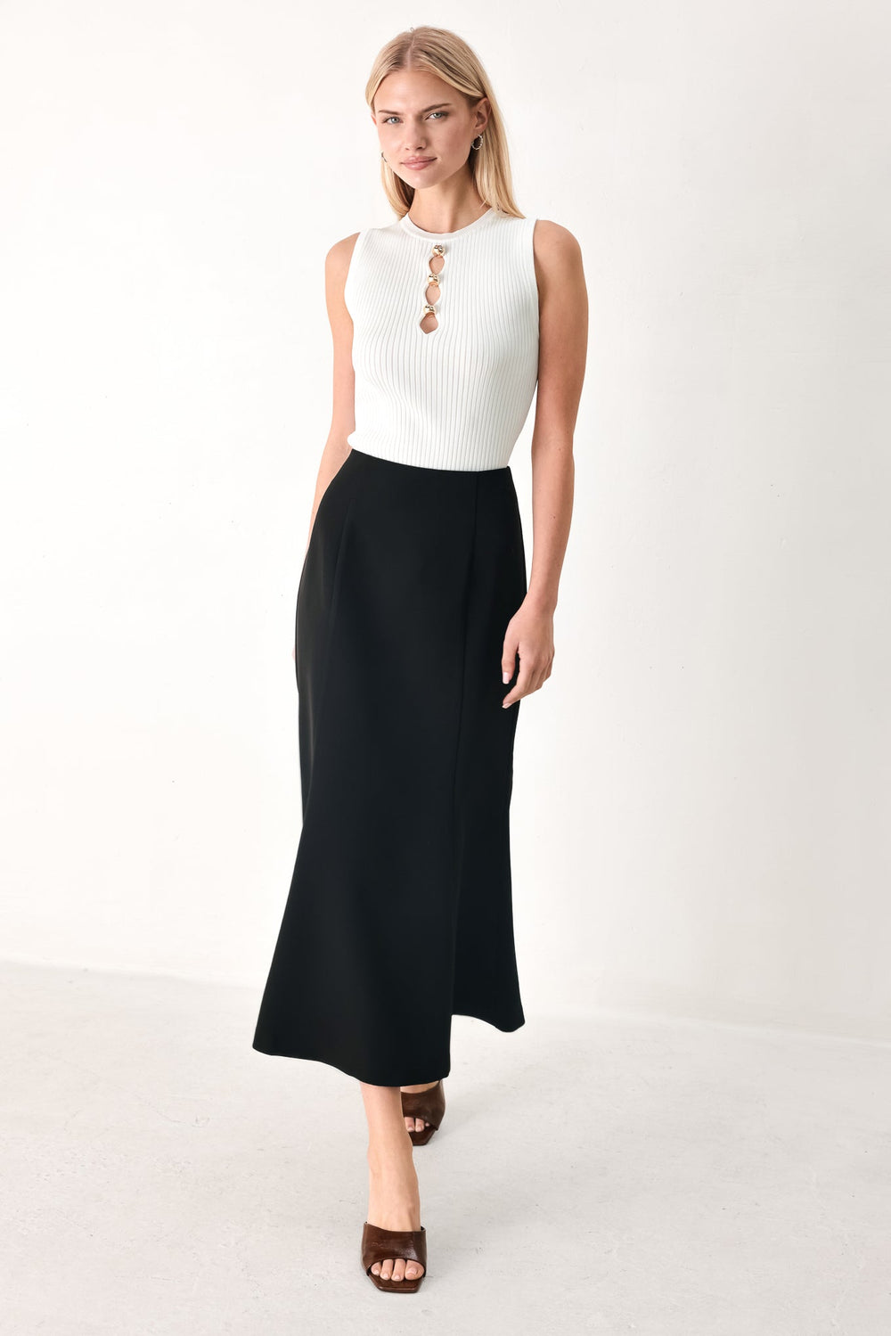 Everyday Perfection Woven Midi Skirt from KADOU Boutique
